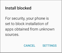 Install blocked message
