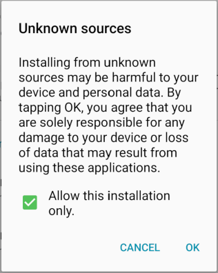 Unknown sources message