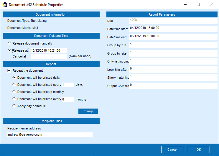 Report scheduling