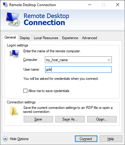 Remote Desktop Options